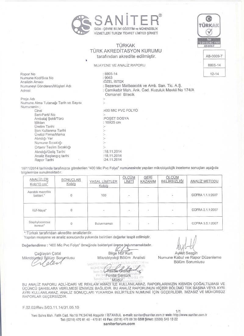 Muayene ve Analiz Raporu